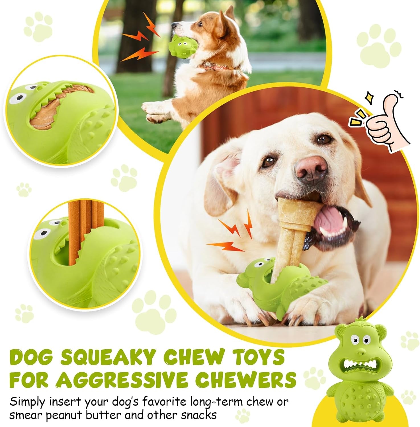 Dog Toys for Aggressive Chewers Natural Rubber Squeaky Dog Toys Indestructible Dog Toy Dog Chew Toys for Aggressive Chewers Interactive Tough Durable Dog Toys Dog Toys to Keep Them Busy